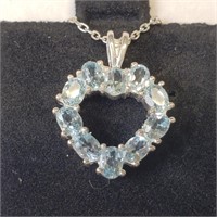 $200, S.Silver Aquamarine Pendant with Chain