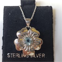 $240, S.Silver Aquamarine Pendant with Chain