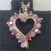 $200, S.Silver Genuine Ruby & Diamond Pendant