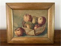 Watercolor painting - apples in basket 11”x13”