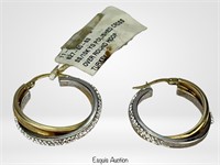10k Gold & Sterling Silver Hoop Earrings