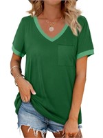 R7118  MOSHU V-Neck Summer Tops, L