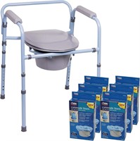 Carex 3-in-1 Folding Bedside Commode + Liners