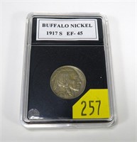 1917-S Buffalo nickel, EF-45