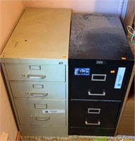 2 metal filing cabinets. One 3 drawer and one 2