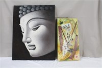 Canvas sand painting of Buddha, 20 X 26" and