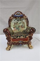 Vintage large Asian hand painted ceramic chair
