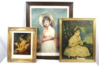 3 Vtg. Lovely Ladies & Children Famous Art Prints