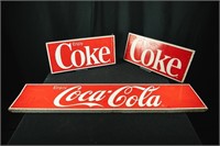 3 Coca Cola Metal Signs