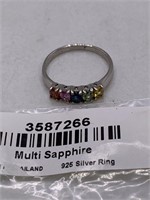 NEW STERLING SILVER/MULTI COLOR GEMSTONE RING