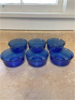 6 Cobalt Blue Bowls