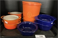 Ceramic and Cast Metal Ovenware, Canister Set.