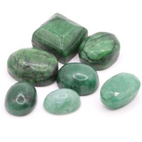 CERT 65 Ct Cabochon Emerald Gemstones Lot of 7 Pcs