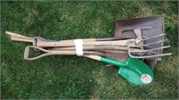 Yard/Garden Tools-Pitch Fork, 3 Shovels, Pick&more