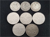 1919-1936 Canadian King George V Dimes & Nickels