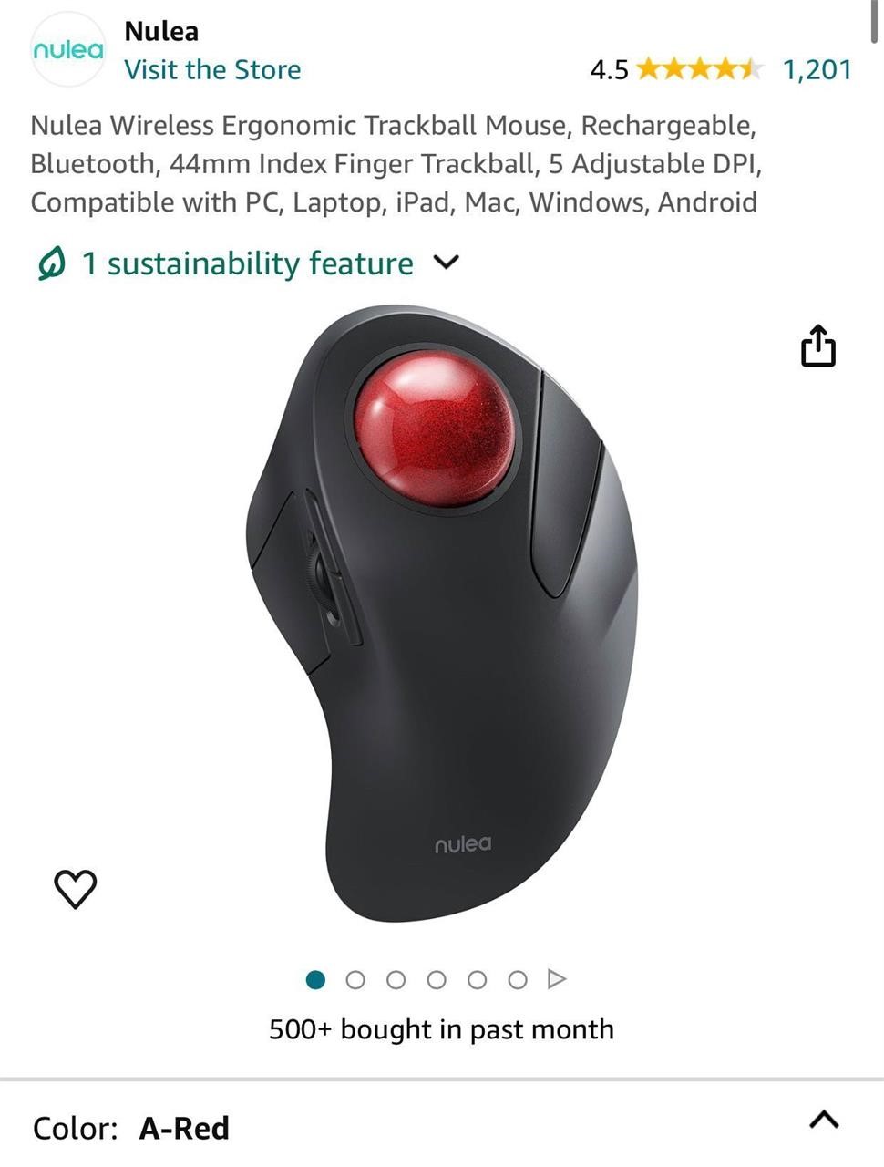 Nulea Wireless Ergonomic Trackball Mouse