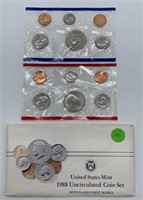 1988 US Mint Uncirculated Coin Set, 10 Coins, P &