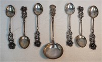 Antique Sterling Silver Rose Handle Spoons