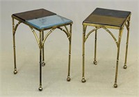 Pair Glass Top Tables