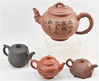Four Chinese Clay Teapots
