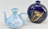 2 Fukagawa Seiji Japan Blue Porcelain Pieces