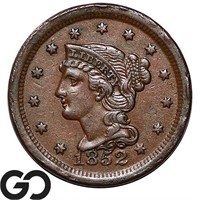 1852 Braided Hair Large Cent, Popular Series