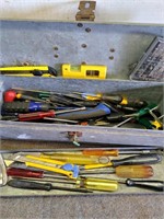 Tool box with screw drivers and knives