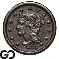 1844 Braided Hair Large Cent, Well Struck