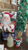 Vintage - fiber optic Santa, light up snowman &
