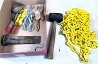 plastic chain, wedge, mallet, linch pins & more