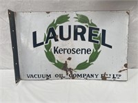 Original Laurel kerosene post mount  enamel sign