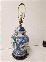 Blue Ceramic Lamp, No Shade