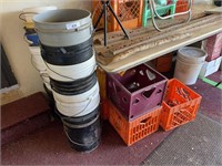 PAIL COLLECTION AND MILK CRATES