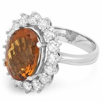 6.50ct Citrine & 1.75ctw Diamond Ring in 14K Gold