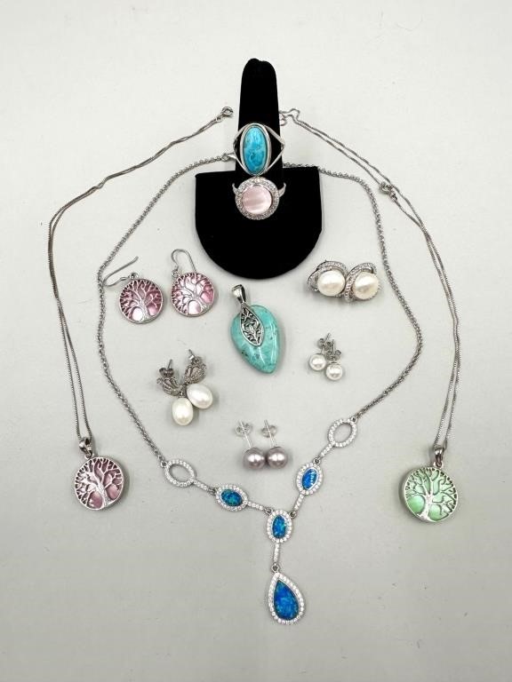 Assorted Sterling Silver Jewelry 1.81 ozt