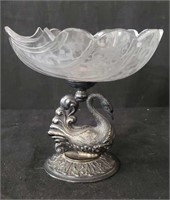 Crystal and silver plate compote