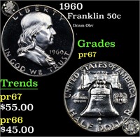 Proof 1960 Franklin Half Dollar 50c Grades GEM++ P
