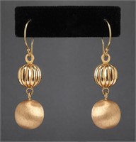 Italian 18K Yellow Gold Ball Drop Earrings