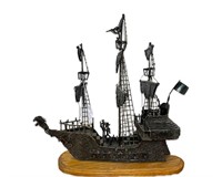 Brutalist Wrought Iron Pirate Ship Sculpture