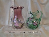 2 Hand Painted Fenton Glass Items