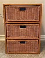 3-Drawer Night Stand with Wicker Drawers