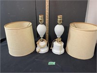 2 Milk glass table lamps