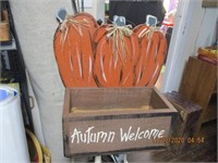 Autumn Welcome Wooden Pumpkin Box