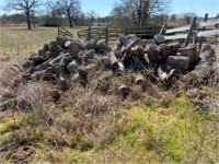 Large stack of oak firewood