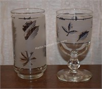 (D1) Libby Silver Leaf Goblets & Glasses -Set of 8