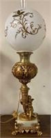 ANTIQUE CHERUB FIGURAL BANQUET LAMP