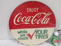 Enjoy Coca-Cola Check Tires Sign