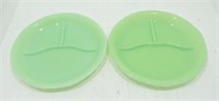 McKee jadeite pair of 9" compartment plates