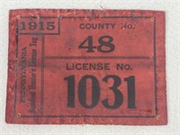 1915 PA RESIDENT HUNTERS LICENSE TAG: