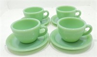 Fire King Jadeite lot of 4 cups & saucers